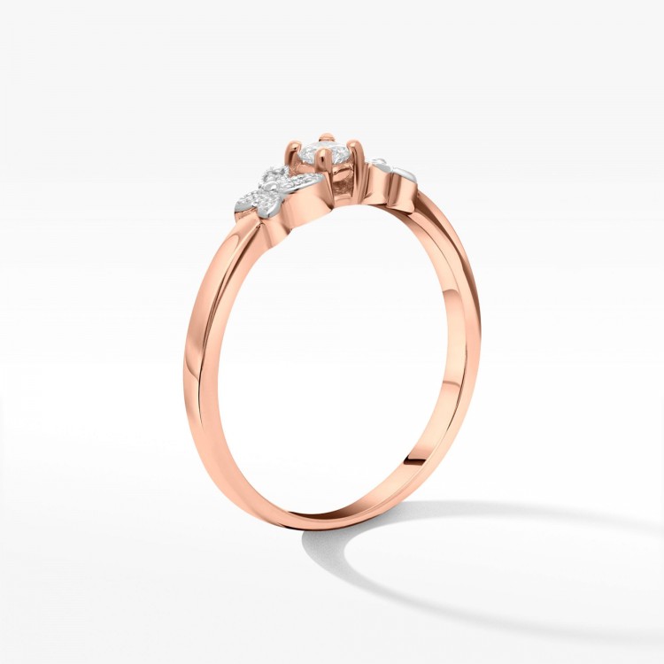 Pierścionek z różowego złota z diamentami  - próba 585 0,12CT PV-165C
