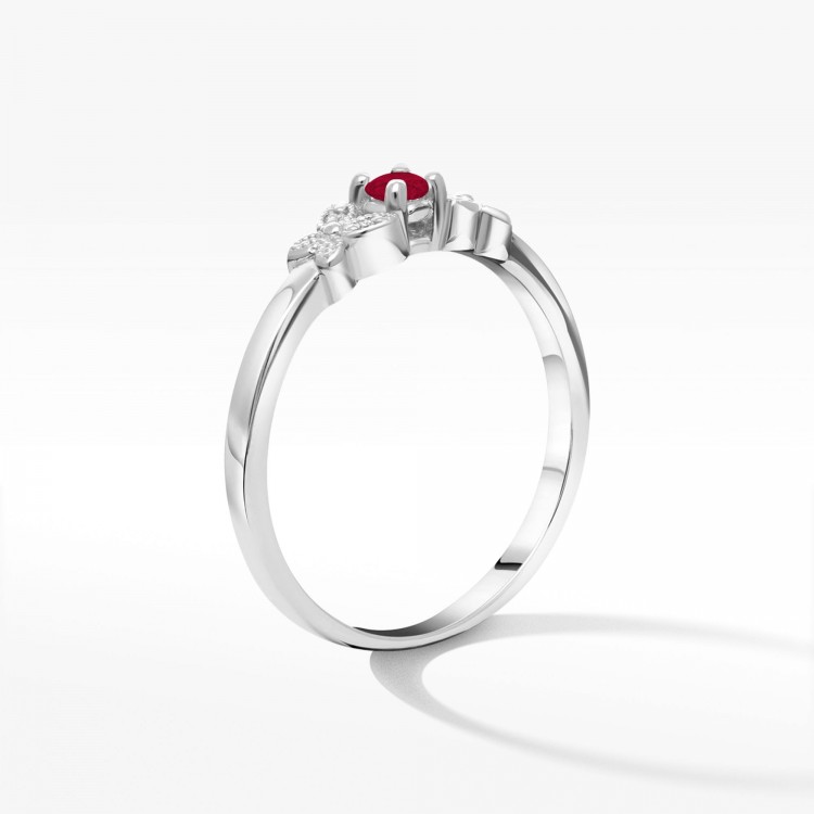 Pierścionek z białego złota z rubinem - próba 585 0,17CT PV-165BR