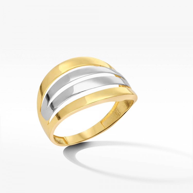 Dwukolorowy złoty pierścionek