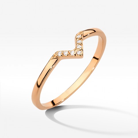 Pierścionek z różowego złota z diamentami - próba 585 0,04CT W-602C