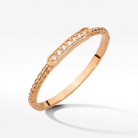 Pierścionek z różowego złota z diamentami - próba 585 0,04CT W-606C
