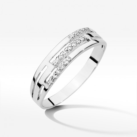Pierścionek z białego złota z diamentami - próba 585 0,15CT W-612B