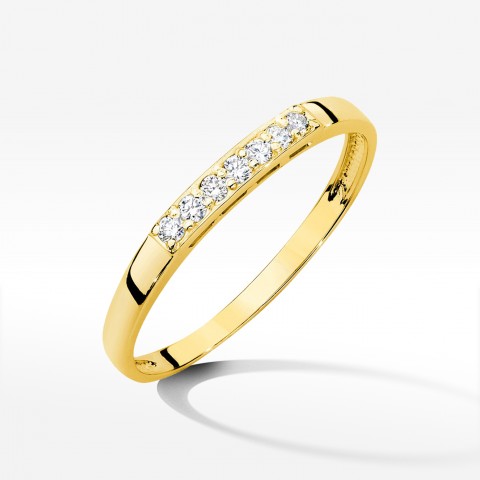 Pierścionek z żółtego złota z diamentami - próba 585 0,10CT PV-270A