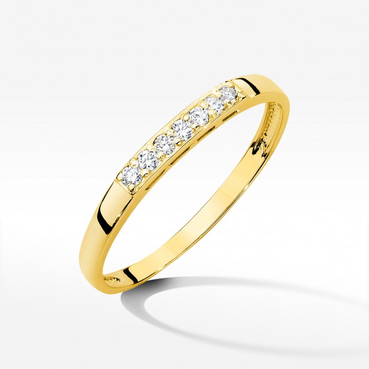 Pierścionek z żółtego złota z diamentami - próba 585 0,10CT PV-270A