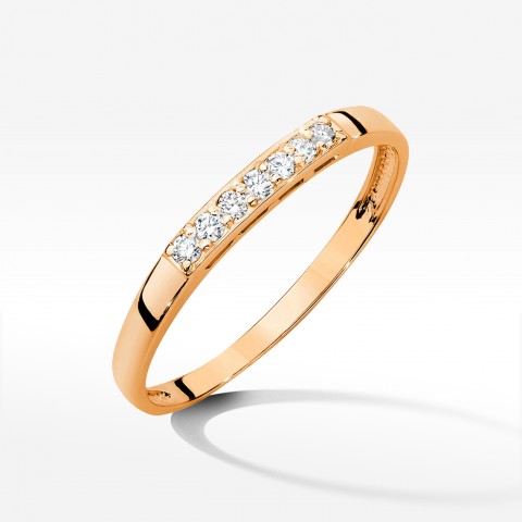 Pierścionek z różowego złota z diamentami - próba 585 0,10CT PV-270C