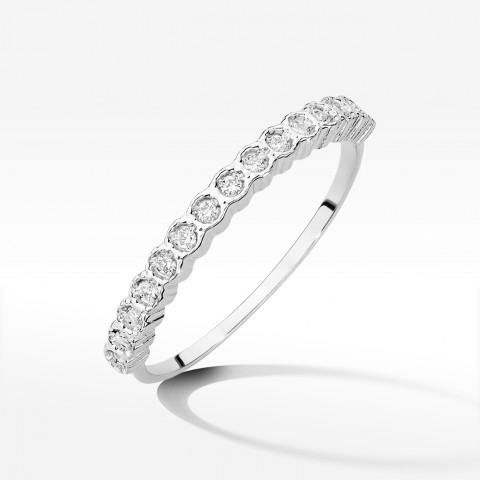 Pierścionek z białego złota z diamentami - próba 585 0,13CT W-634B