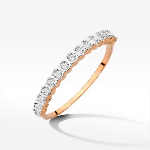 Pierścionek z różowego złota z diamentami - próba 585 0,13CT W-634C