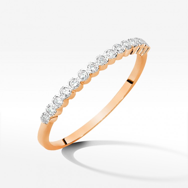 Pierścionek z różowego złota z diamentami - próba 585 0,08CT W-635C