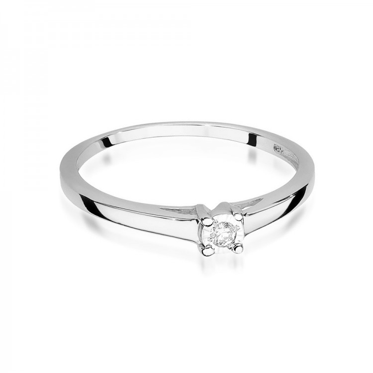 Pierścionek z białego złota z diamentem - próba 585 0,03CT PV-134B
