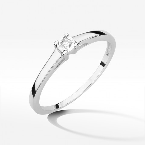 Pierścionek z białego złota z diamentem - próba 585 0,03CT PV-134B