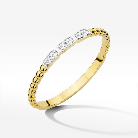 Pierścionek z żółtego złota z diamentami  - próba 585 0,03CT W-479A
