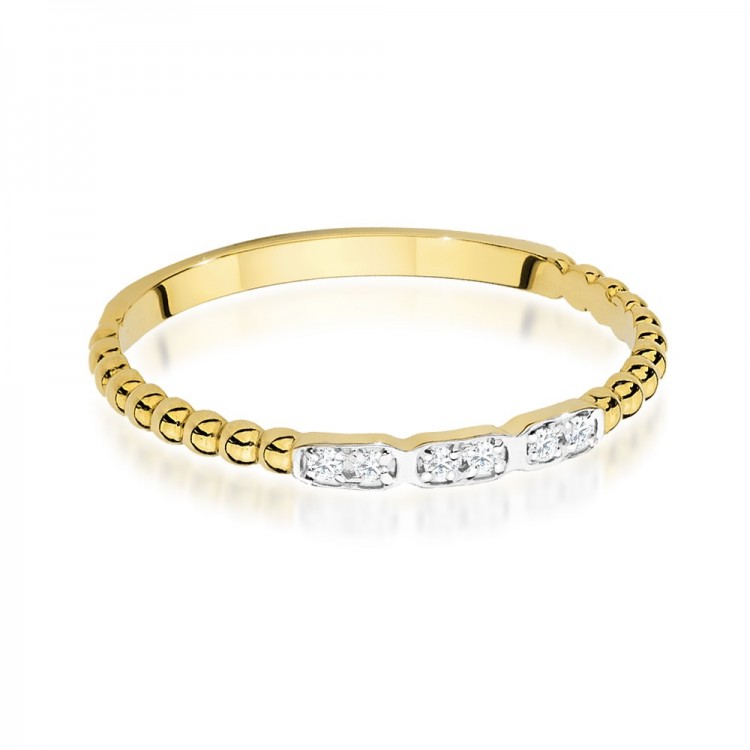 Pierścionek z żółtego złota z diamentami  - próba 585 0,03CT W-479A