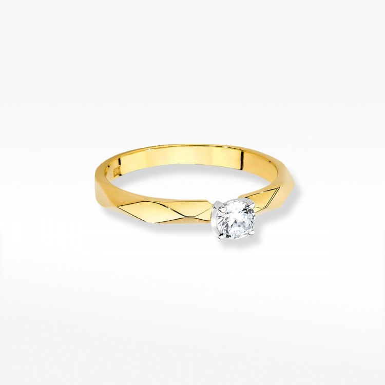 Pierścionek z żółtego złota z diamentem - próba 585 0,15CT W-484A 0.15ct