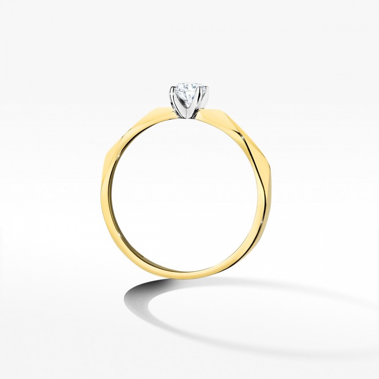 Pierścionek z żółtego złota z diamentem - próba 585 0,15CT W-484A 0.15ct