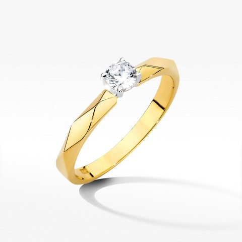 Pierścionek z żółtego złota z diamentem - próba 585 0,15CT W-484A 0.15ct