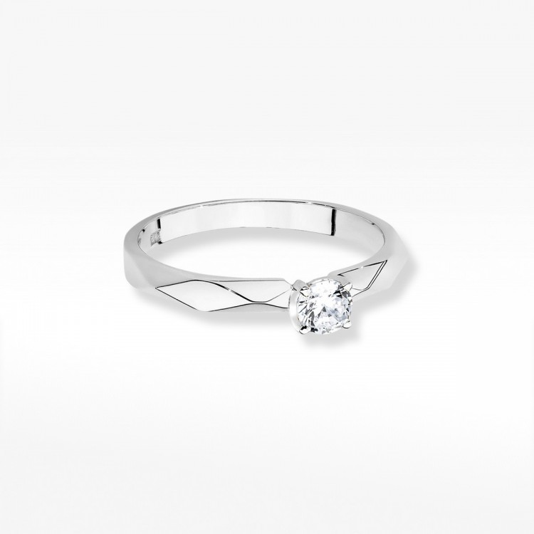 Pierścionek z białego złota z diamentem - próba 585 0,15CT W-484B 0.15ct