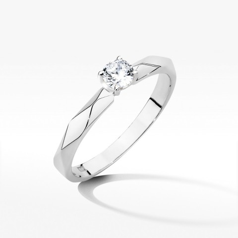 Pierścionek z białego złota z diamentem - próba 585 0,15CT W-484B 0.15ct