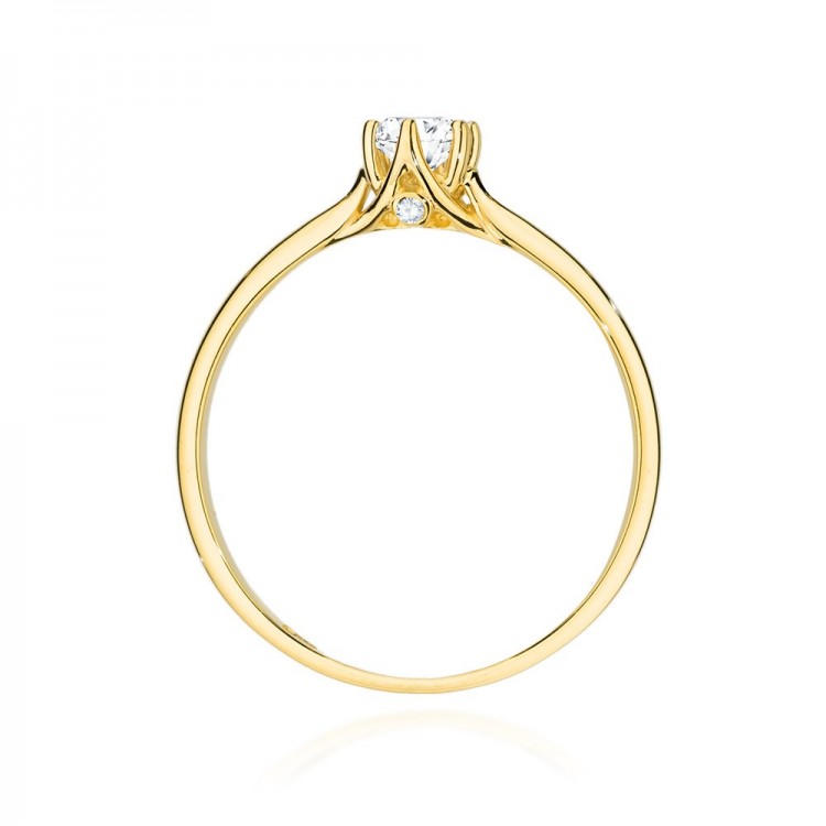 Pierścionek z żółtego złota z diamentami  - próba 585 0,26CT W-499A 0.26ct