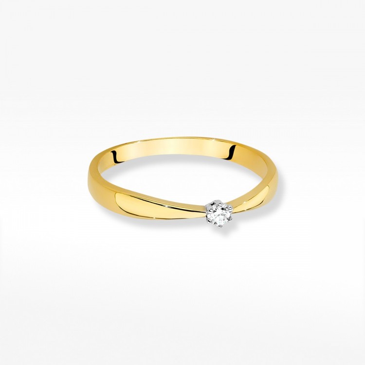 Pierścionek z żółtego złota z diamentem - próba 585 0,04CT W-501A