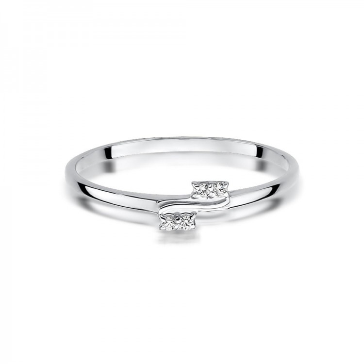 Pierścionek z białego złota z diamentami  - próba 585 0,03CT W-505B