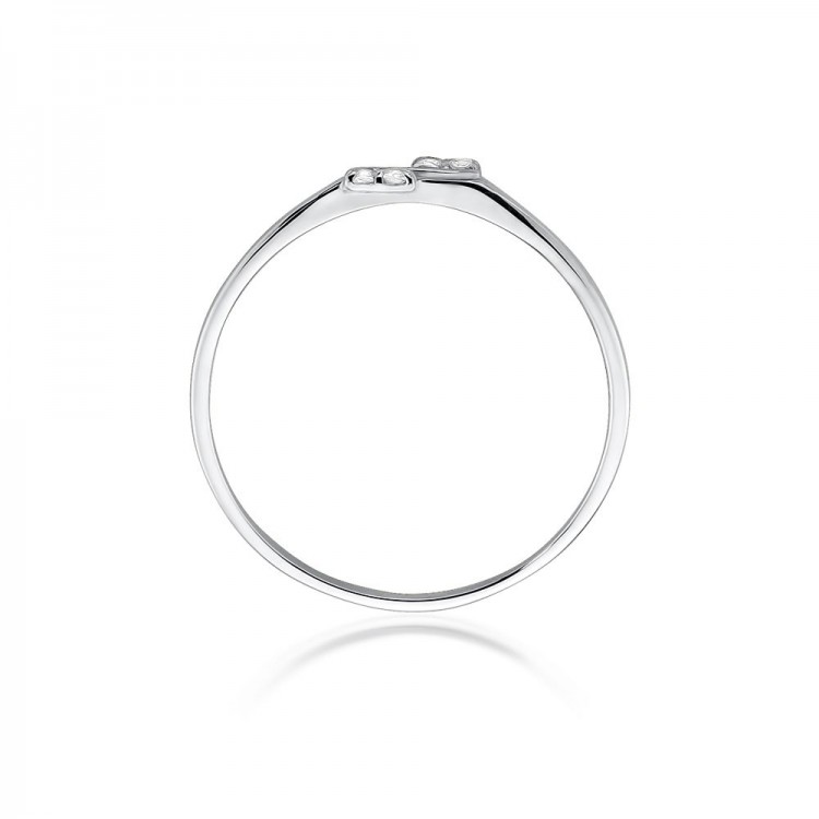 Pierścionek z białego złota z diamentami  - próba 585 0,03CT W-505B