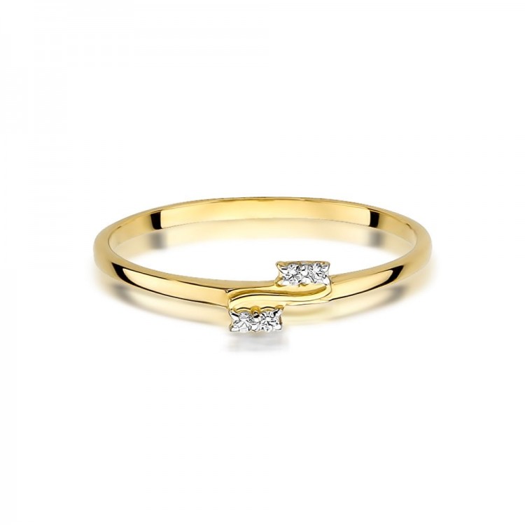 Pierścionek z żółtego złota z diamentami  - próba 585 0,03CT W-505A