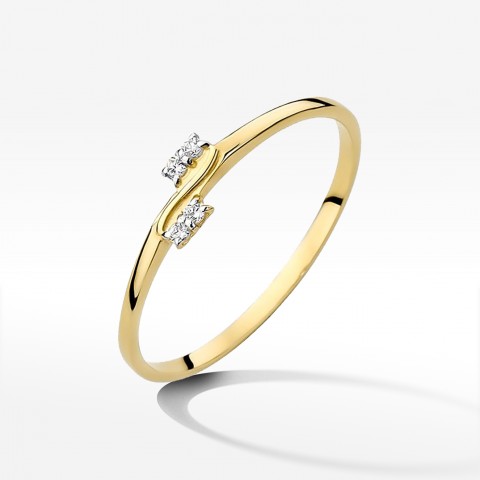 Pierścionek z żółtego złota z diamentami  - próba 585 0,03CT W-505A