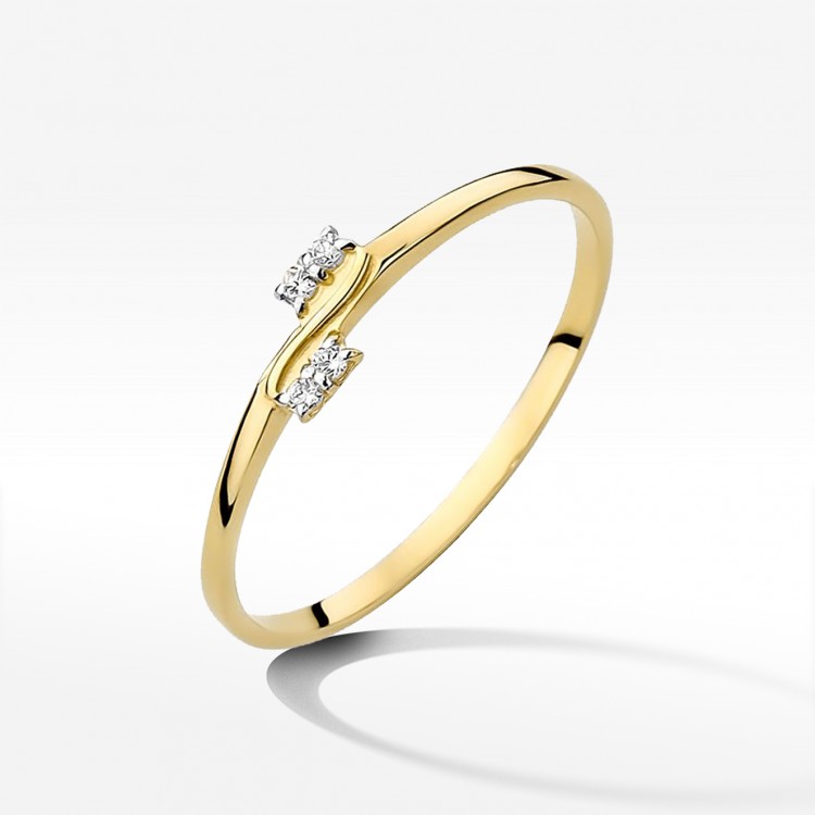 Pierścionek z żółtego złota z diamentami  - próba 585 0,03CT W-505A