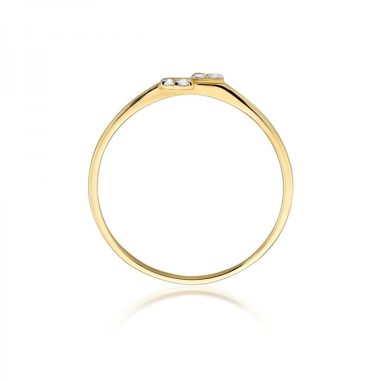 Pierścionek z żółtego złota z diamentami  - próba 585 0,03CT W-505A