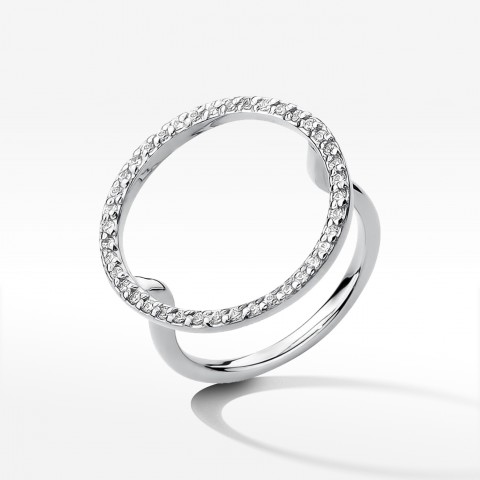 Pierścionek z białego złota z diamentami  - próba 585 0,20CT W-510B