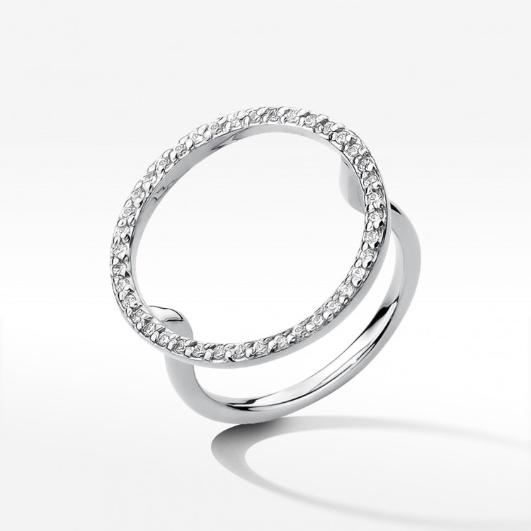 Pierścionek z białego złota z diamentami  - próba 585 0,20CT W-510B