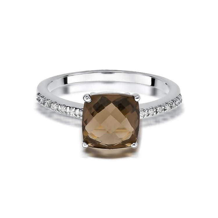 Pierścionek z różowego złota z kwarcem dymnym - próba 585 2,07CT W-511B