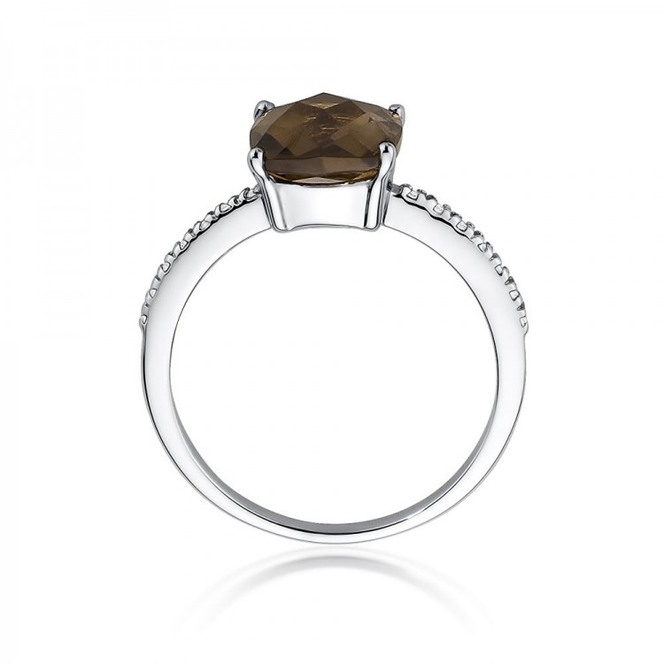 Pierścionek z różowego złota z kwarcem dymnym - próba 585 2,07CT W-511B