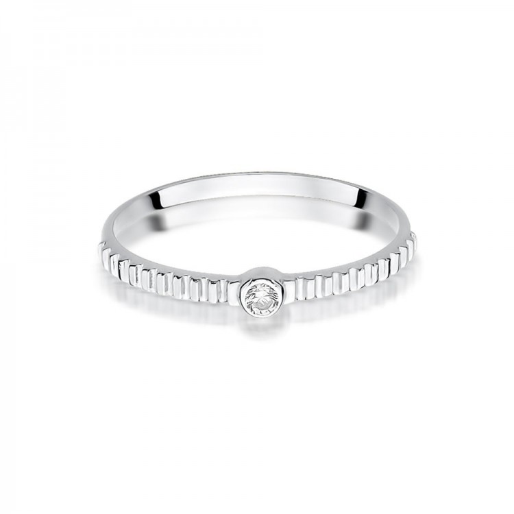 Pierścionek z białego złota z diamentem - próba 585 0,04CT W-512B