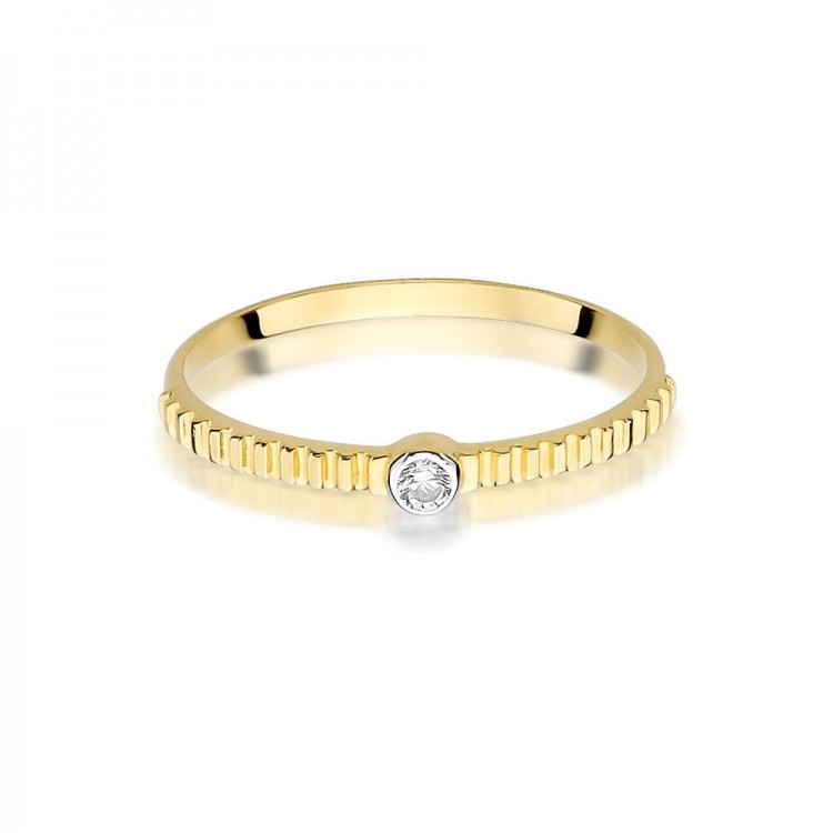 Pierścionek z żółtego złota z diamentem - próba 585 0,04CT W-512A