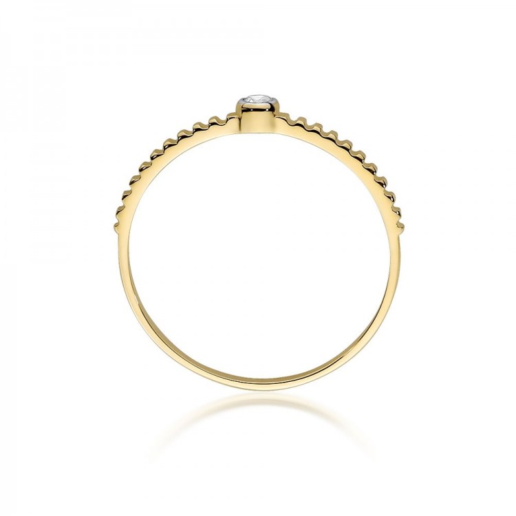 Pierścionek z żółtego złota z diamentem - próba 585 0,04CT W-512A