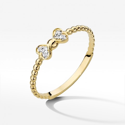 Pierścionek z żółtego złota z diamentami - próba 585 0,03CT W-523A