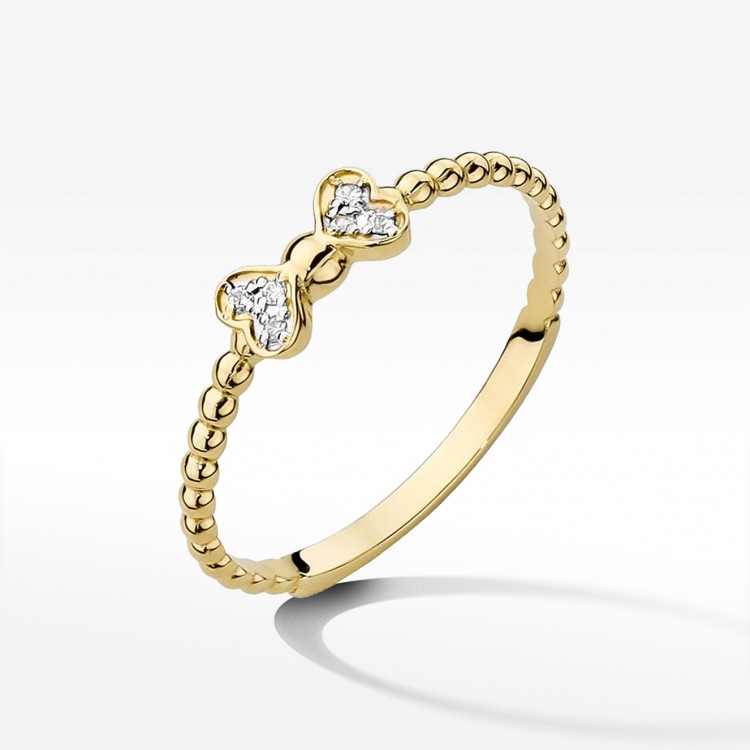 Pierścionek z żółtego złota z diamentami - próba 585 0,03CT W-523A