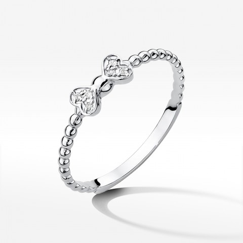 Pierścionek z białego złota z diamentami - próba 585 0,03CT W-523B