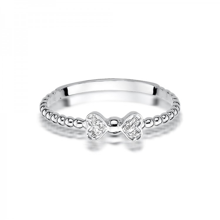 Pierścionek z białego złota z diamentami - próba 585 0,03CT W-523B