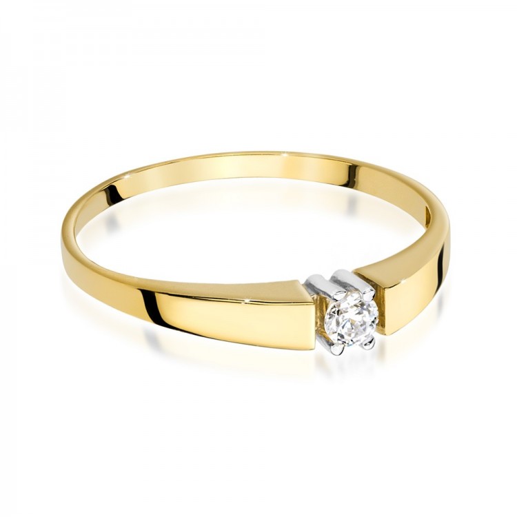 Pierścionek z żółtego złota z diamentem - próba 585 0,08CT W-524A 0,08ct
