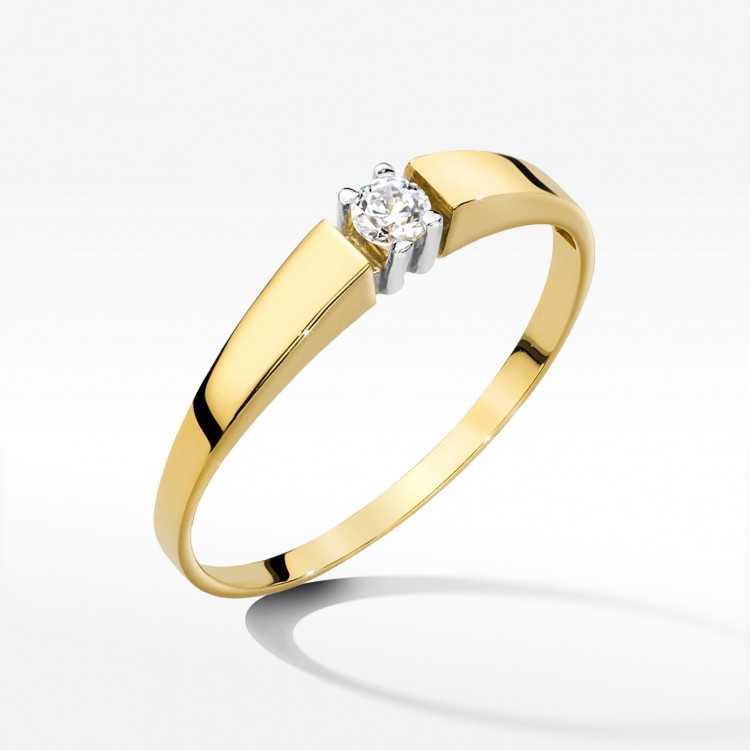 Pierścionek z żółtego złota z diamentem - próba 585 0,08CT W-524A 0,08ct