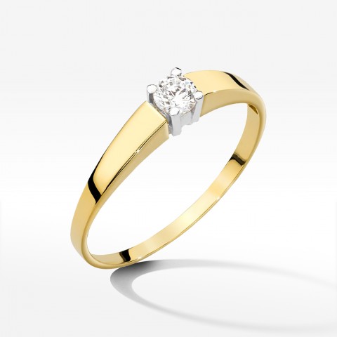 Pierścionek z żółtego złota z diamentem - próba 585 0,20CT W-524A 0,20ct