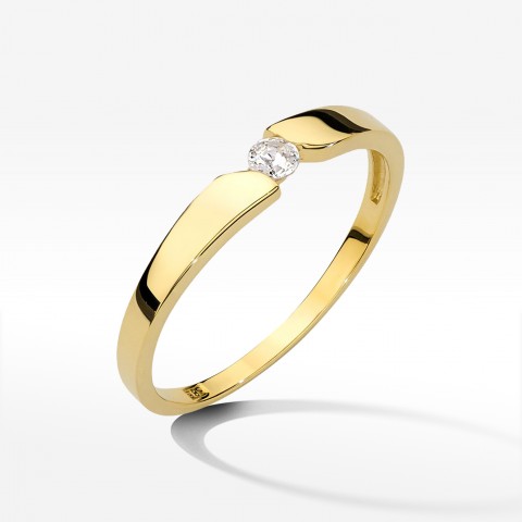 Pierścionek z żółtego złota z diamentem - próba 585 0,08CT W-554A