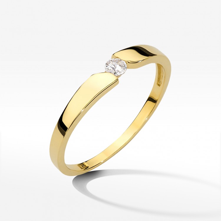 Pierścionek z żółtego złota z diamentem - próba 585 0,08CT W-554A