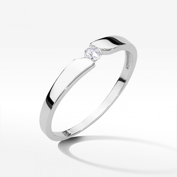 Pierścionek z białego złota z diamentem - próba 585 0,08CT W-554B