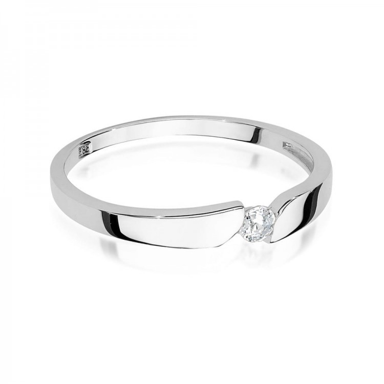 Pierścionek z białego złota z diamentem - próba 585 0,08CT W-554B