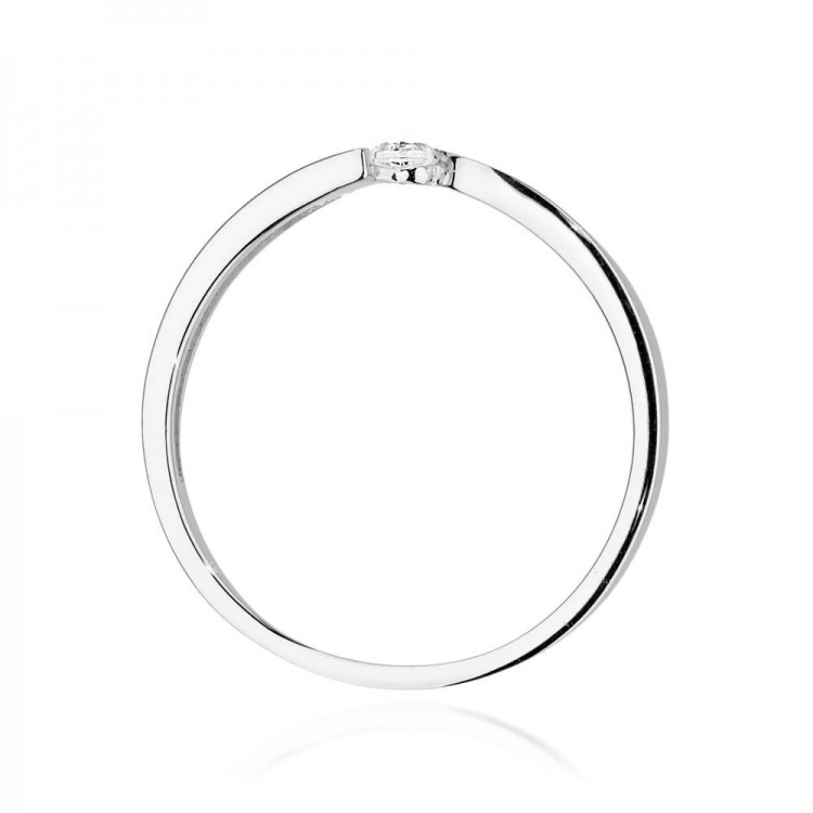Pierścionek z białego złota z diamentem - próba 585 0,08CT W-554B