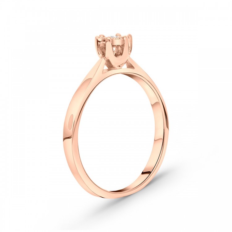Pierścionek z różowego złota z diamentem - próba 585 0,05CT PV-171C