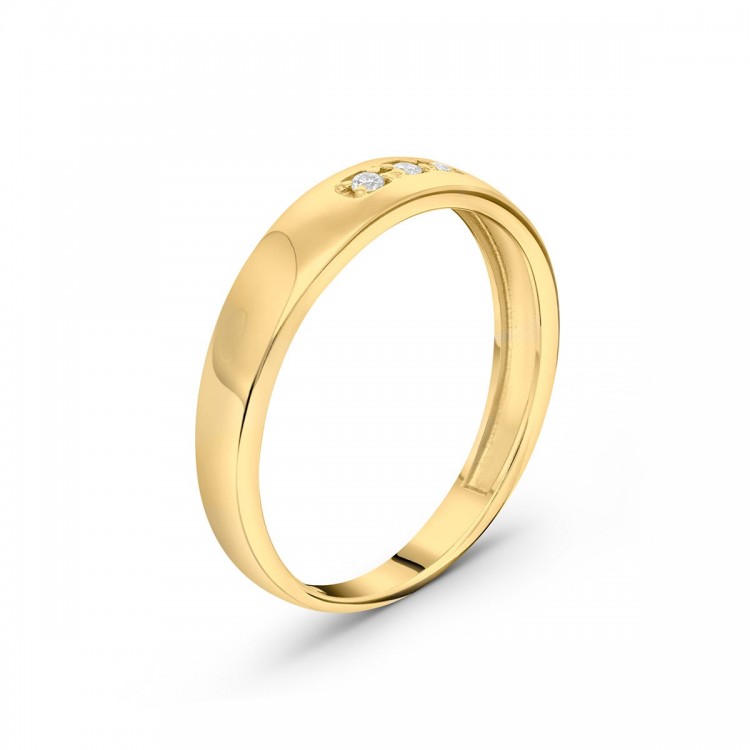 Pierścionek z żółtego złota z diamentami - próba 585 0,04CT PV-189A